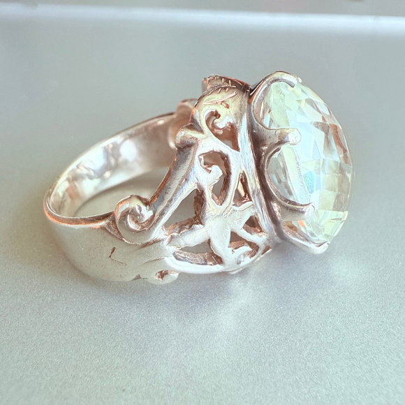 Grand Prasiolite 9.06 CT Solitaire Green Amethyst 925 Sterling Silver Ring - Picture 5 of 12